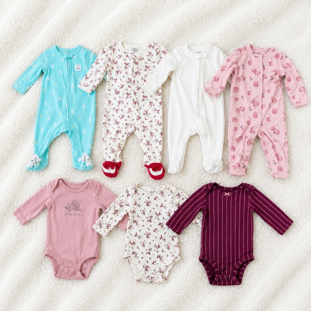 Carter's Just One You Baby Girl 6M 7 Pc Floral Cherry Bunny Bodysuit Romper Lot